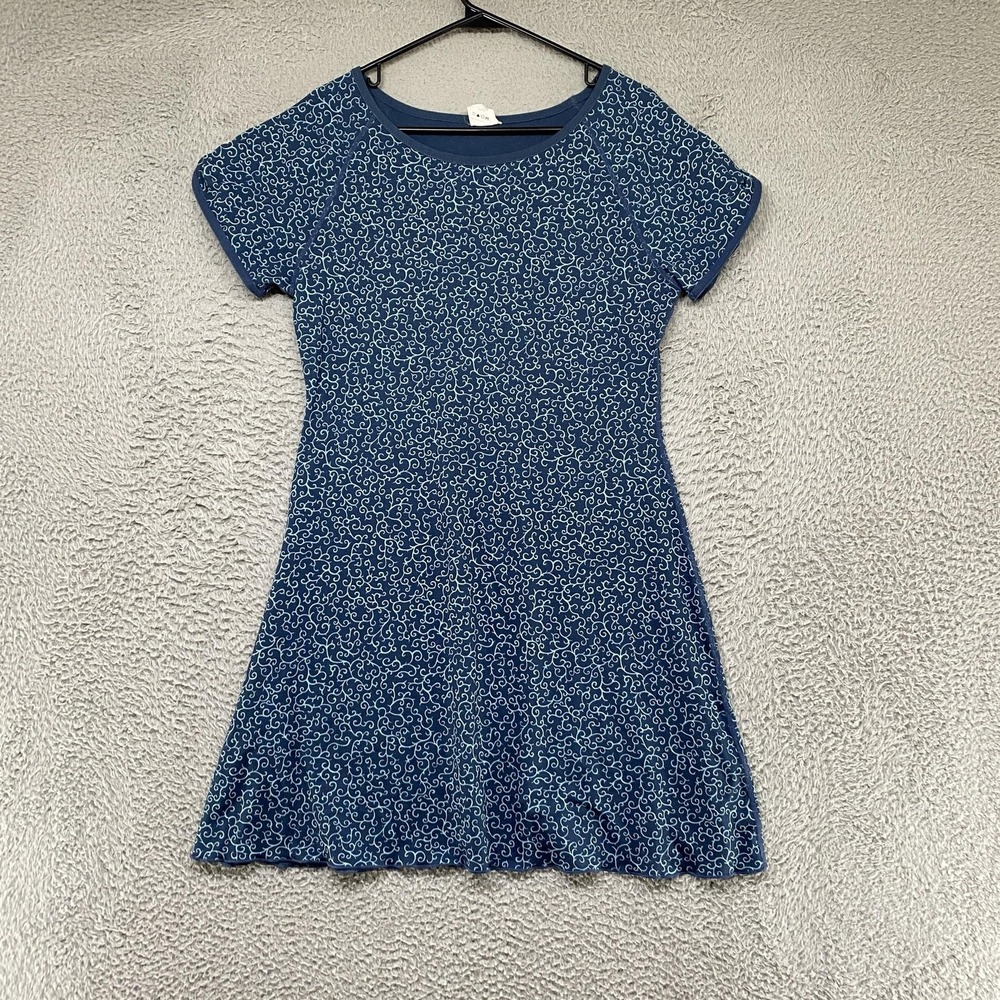 Title Nine Dress Womens Medium Blue Floral Stretch Jersey A-Line T-Shirt